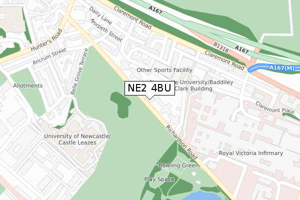 NE2 4BU map - large scale - OS Open Zoomstack (Ordnance Survey)