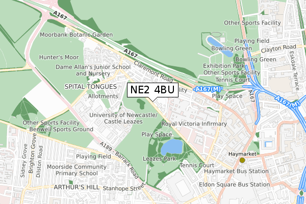 NE2 4BU map - small scale - OS Open Zoomstack (Ordnance Survey)