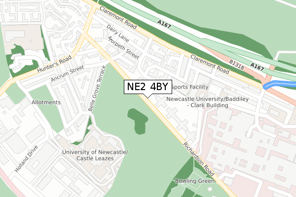 NE2 4BY map - large scale - OS Open Zoomstack (Ordnance Survey)