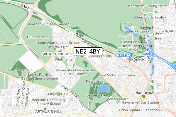 NE2 4BY map - small scale - OS Open Zoomstack (Ordnance Survey)
