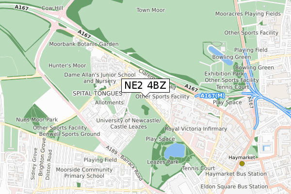 NE2 4BZ map - small scale - OS Open Zoomstack (Ordnance Survey)