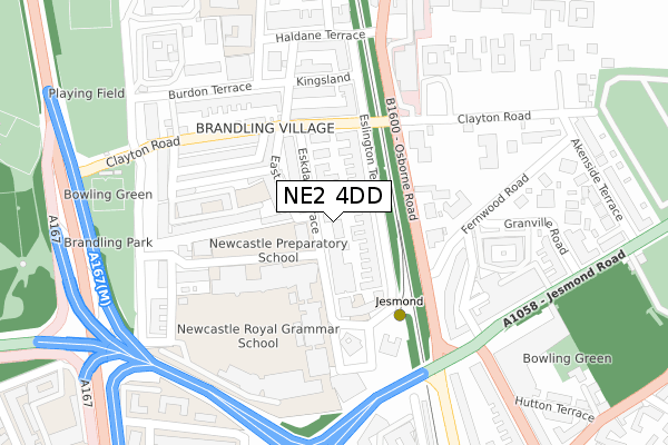 NE2 4DD map - large scale - OS Open Zoomstack (Ordnance Survey)