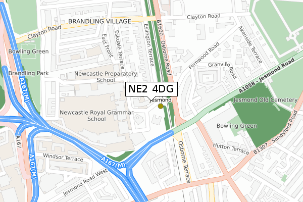 NE2 4DG map - large scale - OS Open Zoomstack (Ordnance Survey)