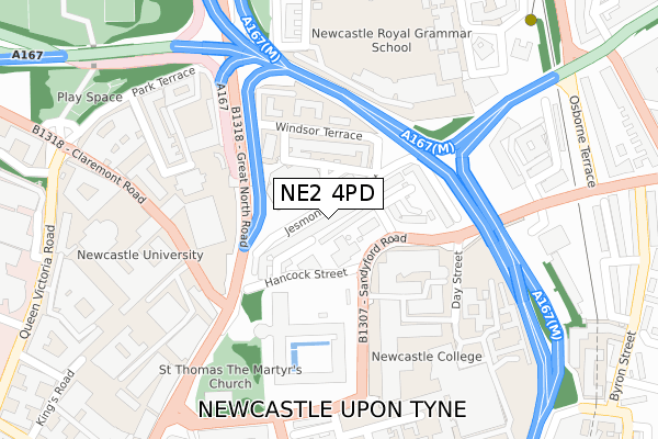 NE2 4PD map - large scale - OS Open Zoomstack (Ordnance Survey)