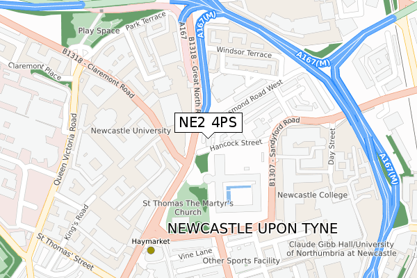 NE2 4PS map - large scale - OS Open Zoomstack (Ordnance Survey)