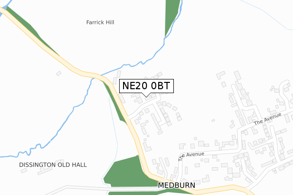 NE20 0BT map - large scale - OS Open Zoomstack (Ordnance Survey)