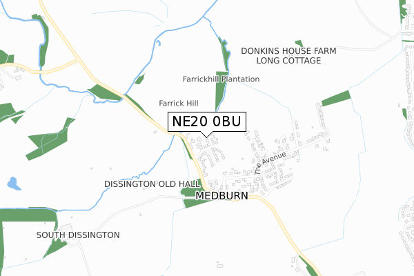NE20 0BU map - small scale - OS Open Zoomstack (Ordnance Survey)