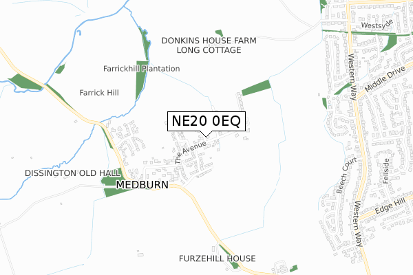 NE20 0EQ map - small scale - OS Open Zoomstack (Ordnance Survey)