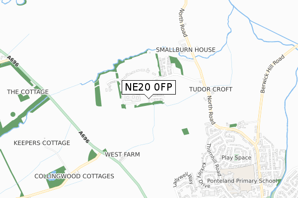 NE20 0FP map - small scale - OS Open Zoomstack (Ordnance Survey)