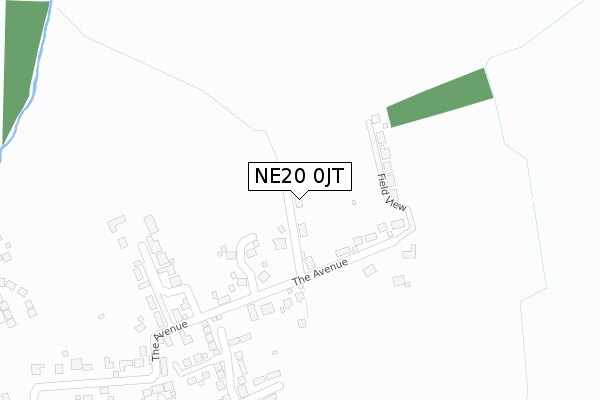 NE20 0JT map - large scale - OS Open Zoomstack (Ordnance Survey)