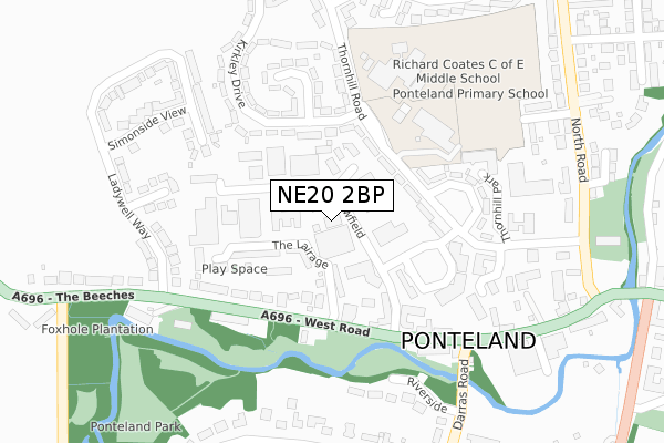 NE20 2BP map - large scale - OS Open Zoomstack (Ordnance Survey)