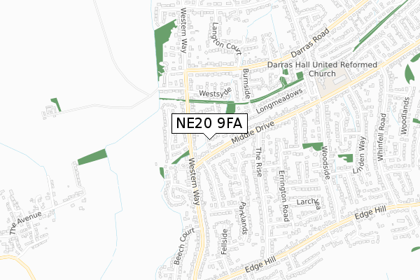 NE20 9FA map - small scale - OS Open Zoomstack (Ordnance Survey)