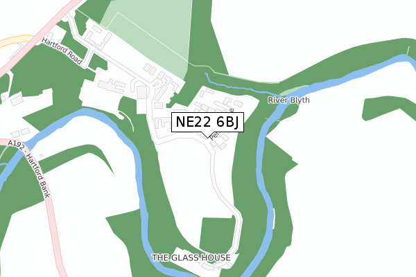 NE22 6BJ map - large scale - OS Open Zoomstack (Ordnance Survey)