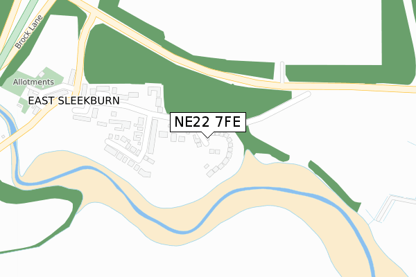 NE22 7FE map - large scale - OS Open Zoomstack (Ordnance Survey)