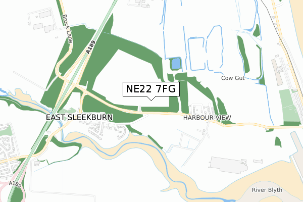 NE22 7FG map - small scale - OS Open Zoomstack (Ordnance Survey) NE22 7FG map - small scale - OS Open Zoomstack (Ordnance Survey)