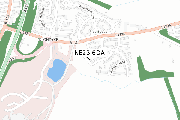 NE23 6DA map - large scale - OS Open Zoomstack (Ordnance Survey)