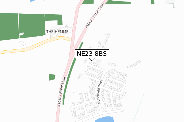 NE23 8BS map - large scale - OS Open Zoomstack (Ordnance Survey)