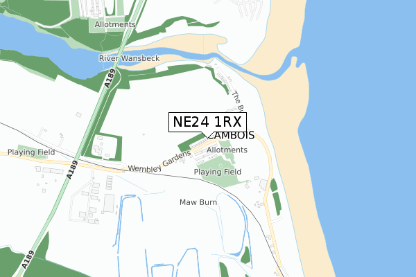 NE24 1RX map - small scale - OS Open Zoomstack (Ordnance Survey)