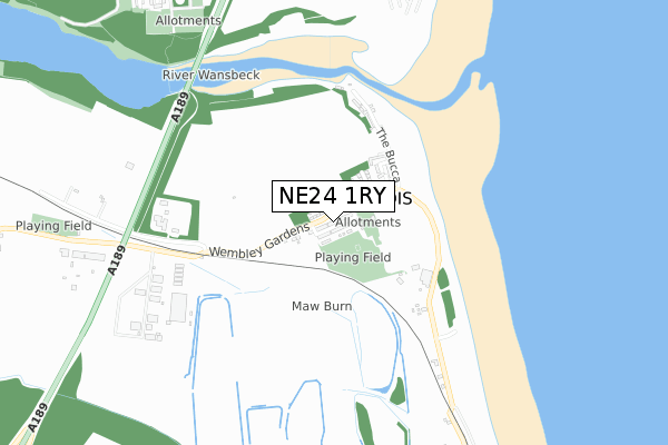 NE24 1RY map - small scale - OS Open Zoomstack (Ordnance Survey)