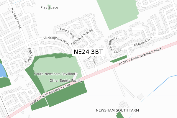 NE24 3BT map - large scale - OS Open Zoomstack (Ordnance Survey)
