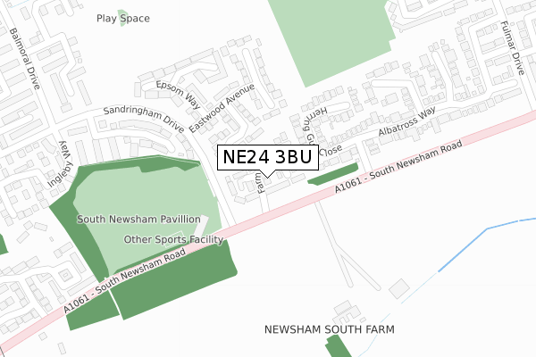 NE24 3BU map - large scale - OS Open Zoomstack (Ordnance Survey)