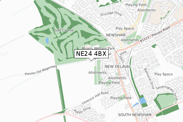 NE24 4BX map - small scale - OS Open Zoomstack (Ordnance Survey) NE24 4BX map - small scale - OS Open Zoomstack (Ordnance Survey)