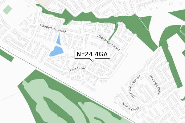 NE24 4GA map - large scale - OS Open Zoomstack (Ordnance Survey)