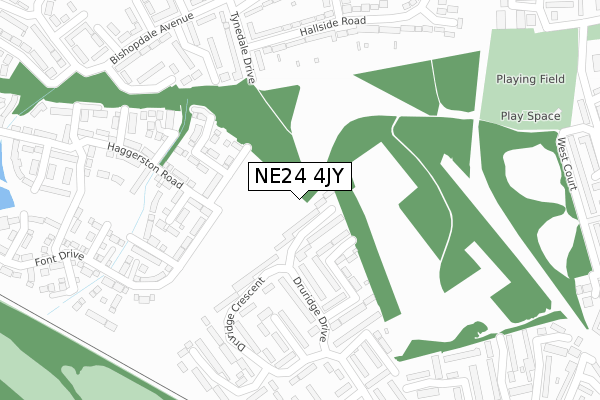 NE24 4JY map - large scale - OS Open Zoomstack (Ordnance Survey)