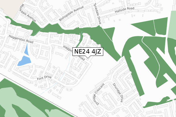 NE24 4JZ map - large scale - OS Open Zoomstack (Ordnance Survey)
