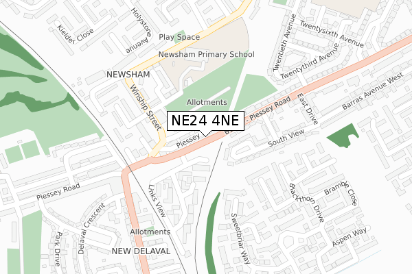 NE24 4NE map - large scale - OS Open Zoomstack (Ordnance Survey)