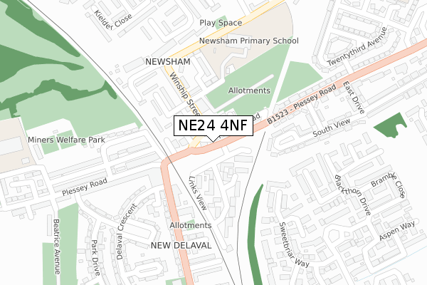 NE24 4NF map - large scale - OS Open Zoomstack (Ordnance Survey)