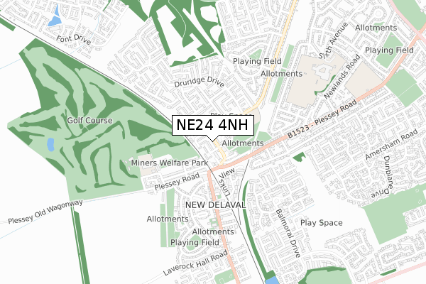 NE24 4NH map - small scale - OS Open Zoomstack (Ordnance Survey)