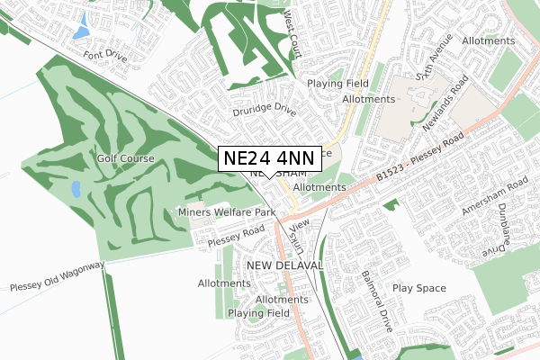 NE24 4NN map - small scale - OS Open Zoomstack (Ordnance Survey)