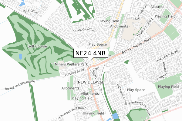 NE24 4NR map - small scale - OS Open Zoomstack (Ordnance Survey)