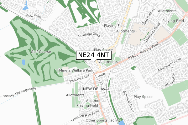 NE24 4NT map - small scale - OS Open Zoomstack (Ordnance Survey)