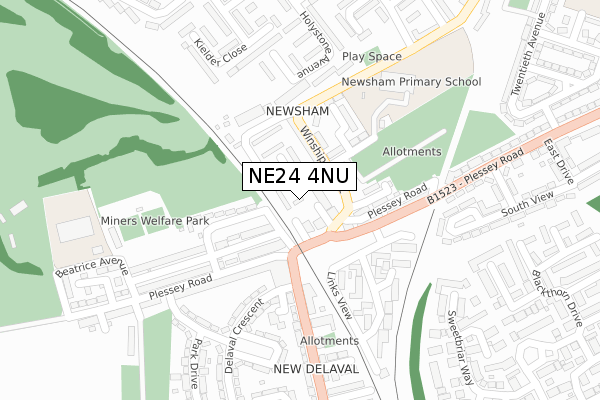 NE24 4NU map - large scale - OS Open Zoomstack (Ordnance Survey)