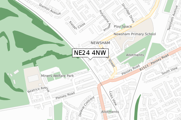 NE24 4NW map - large scale - OS Open Zoomstack (Ordnance Survey)