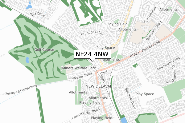 NE24 4NW map - small scale - OS Open Zoomstack (Ordnance Survey)