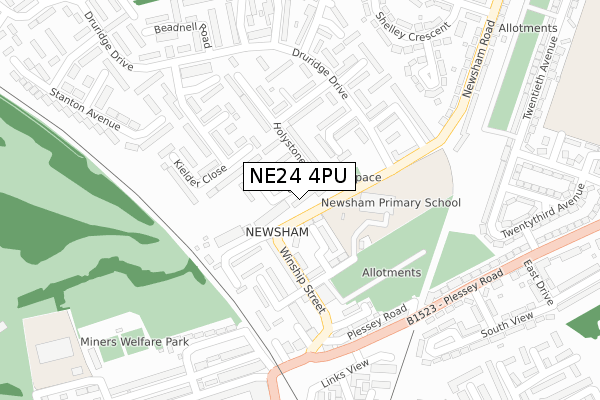 NE24 4PU map - large scale - OS Open Zoomstack (Ordnance Survey)
