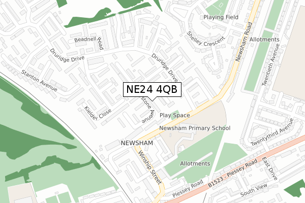NE24 4QB map - large scale - OS Open Zoomstack (Ordnance Survey)