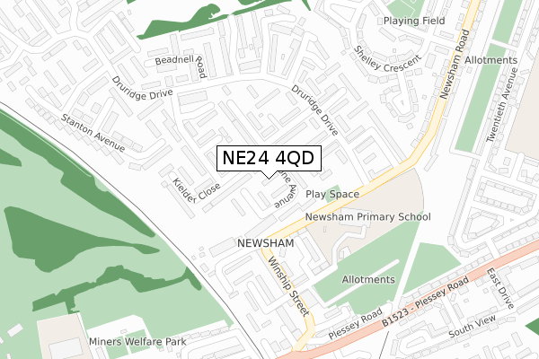NE24 4QD map - large scale - OS Open Zoomstack (Ordnance Survey)
