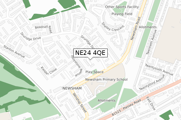 NE24 4QE map - large scale - OS Open Zoomstack (Ordnance Survey)