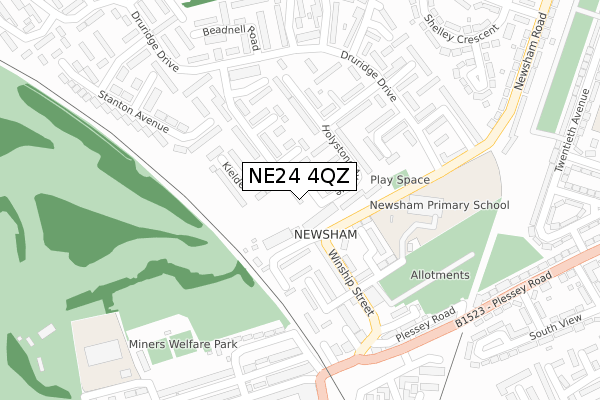 NE24 4QZ map - large scale - OS Open Zoomstack (Ordnance Survey)
