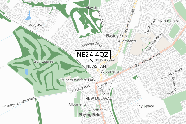 NE24 4QZ map - small scale - OS Open Zoomstack (Ordnance Survey)