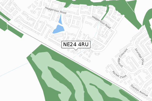 NE24 4RU map - large scale - OS Open Zoomstack (Ordnance Survey)