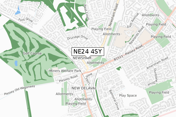 NE24 4SY map - small scale - OS Open Zoomstack (Ordnance Survey)