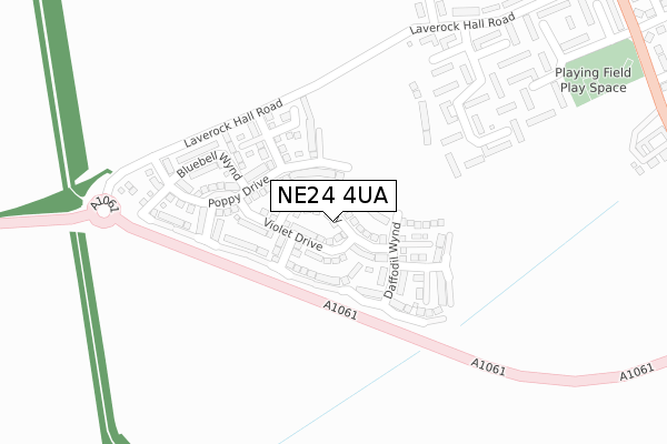 NE24 4UA map - large scale - OS Open Zoomstack (Ordnance Survey)