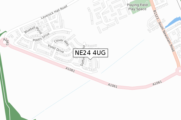 NE24 4UG map - large scale - OS Open Zoomstack (Ordnance Survey)