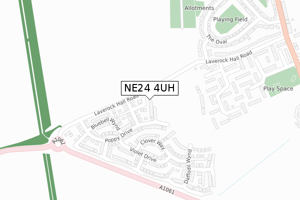 NE24 4UH map - large scale - OS Open Zoomstack (Ordnance Survey)