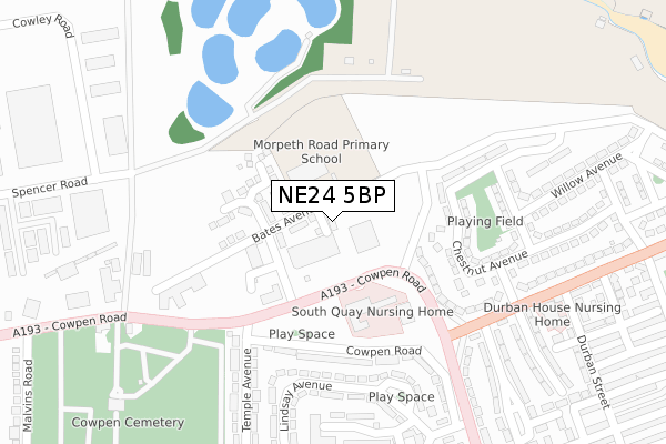 NE24 5BP map - large scale - OS Open Zoomstack (Ordnance Survey)